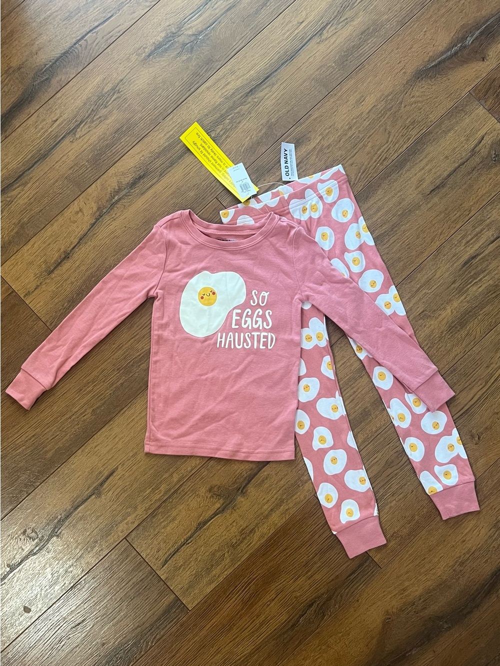 Old Navy Girls’ Pink Egg-Print Long Sleeve Pajama Set
